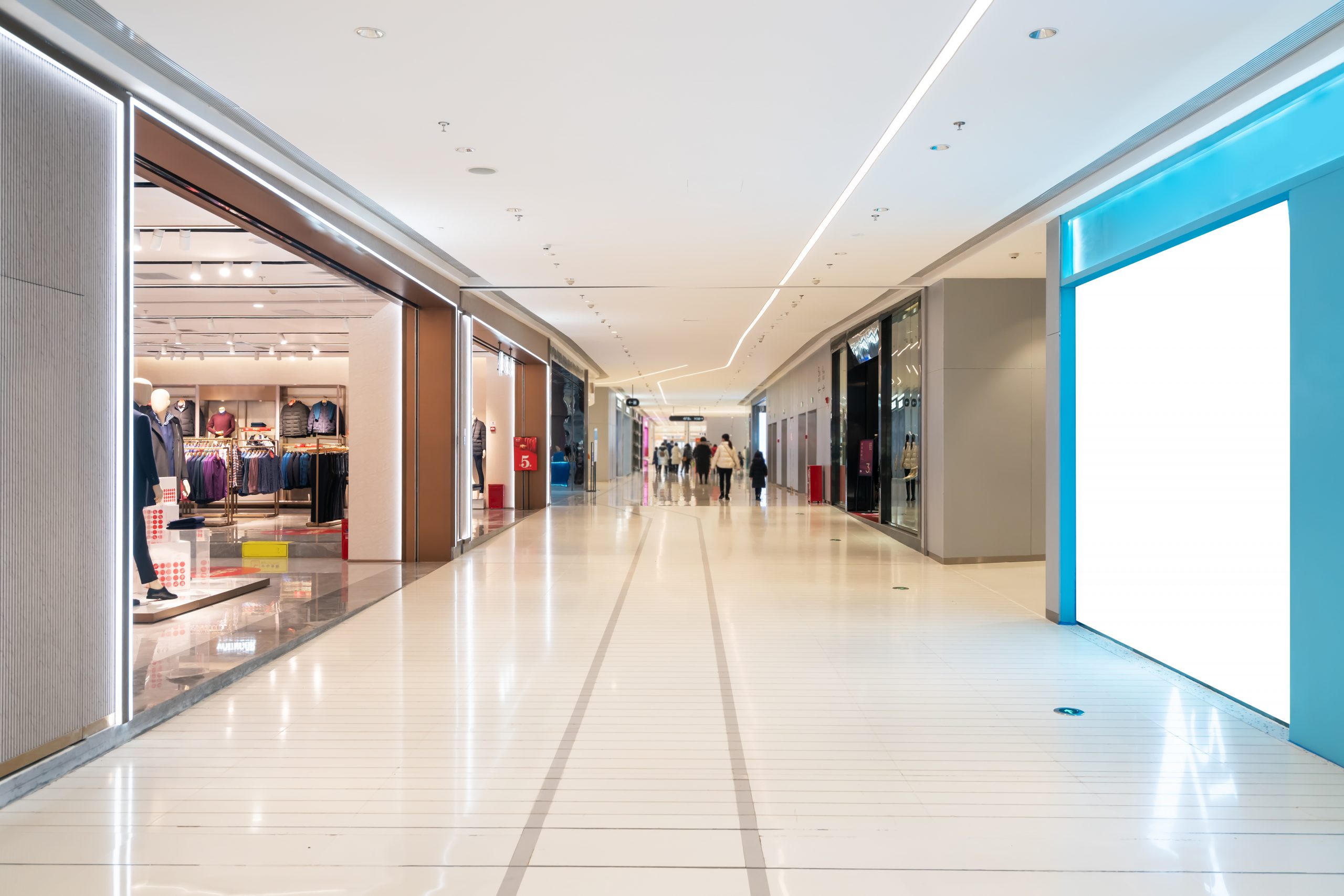 Interior space of department store